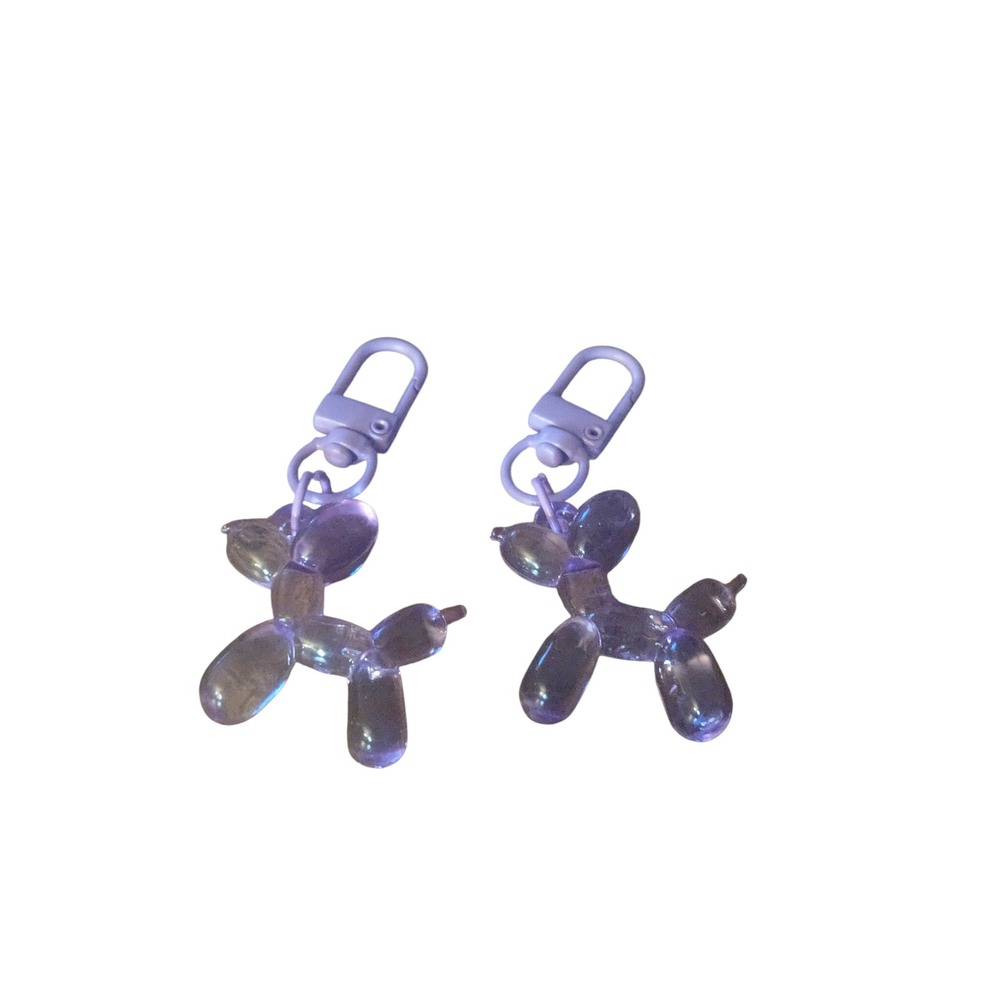 Purple Balloon Dog Charm Keychain Bag Accessory Dangle Cute Fun
